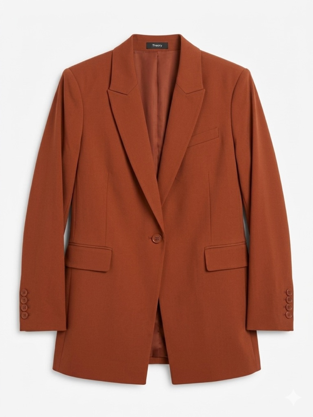 Theory Women's Rust Blazer with Single-Button Closure